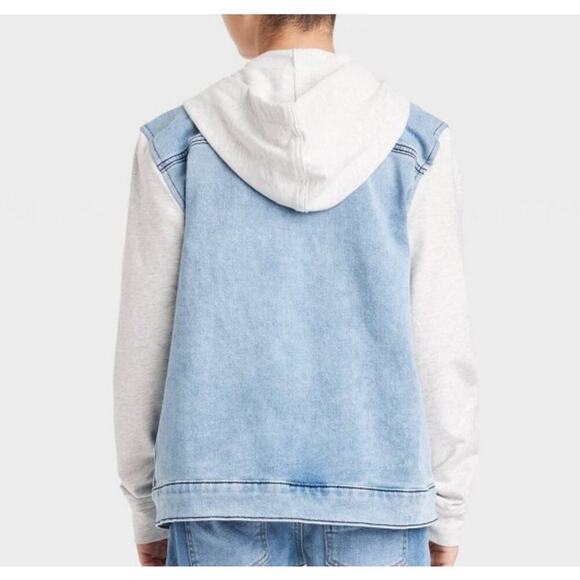 NWT art class Size Small 6/7 Boy Kid Unisex Snap Button Hood Denim Jacket Light - Picture 2 of 10